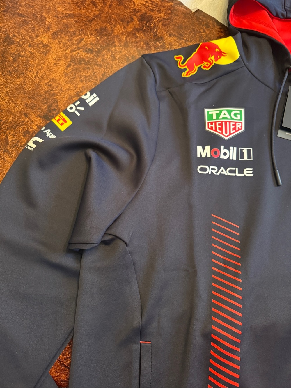 Red Bull Racing Mens Navy and Red Hoodie - Picture 2 of 9